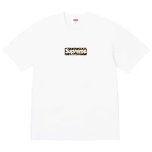 Supreme Leopard Print Simple White T-shirt