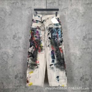 White jeans with ACNE graffiti style