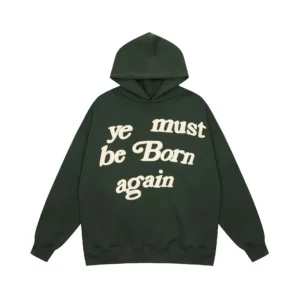 Kanye retro-style dark green hoodie