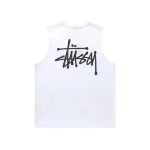 Stussy graffiti-style white tank top