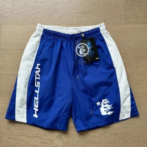 Hellstar Blue and White Sporty Shorts