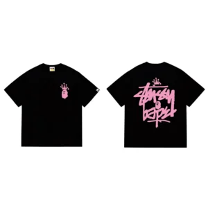BAPE Crown Pink Graffiti-style T-shirt