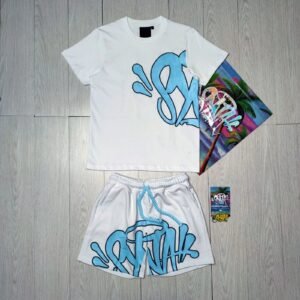 Synaworld graffiti-style white short-sleeve suit set