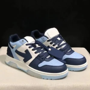 OFF Blue and White Color-Block Casual Sports Shoes