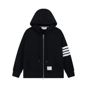 Thom Browne striped minimalist black coat