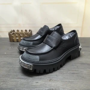 Balenciaga thick-soled dark style leather shoes