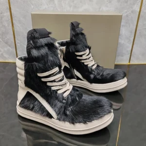 RQROK plush high-top black and white shoes