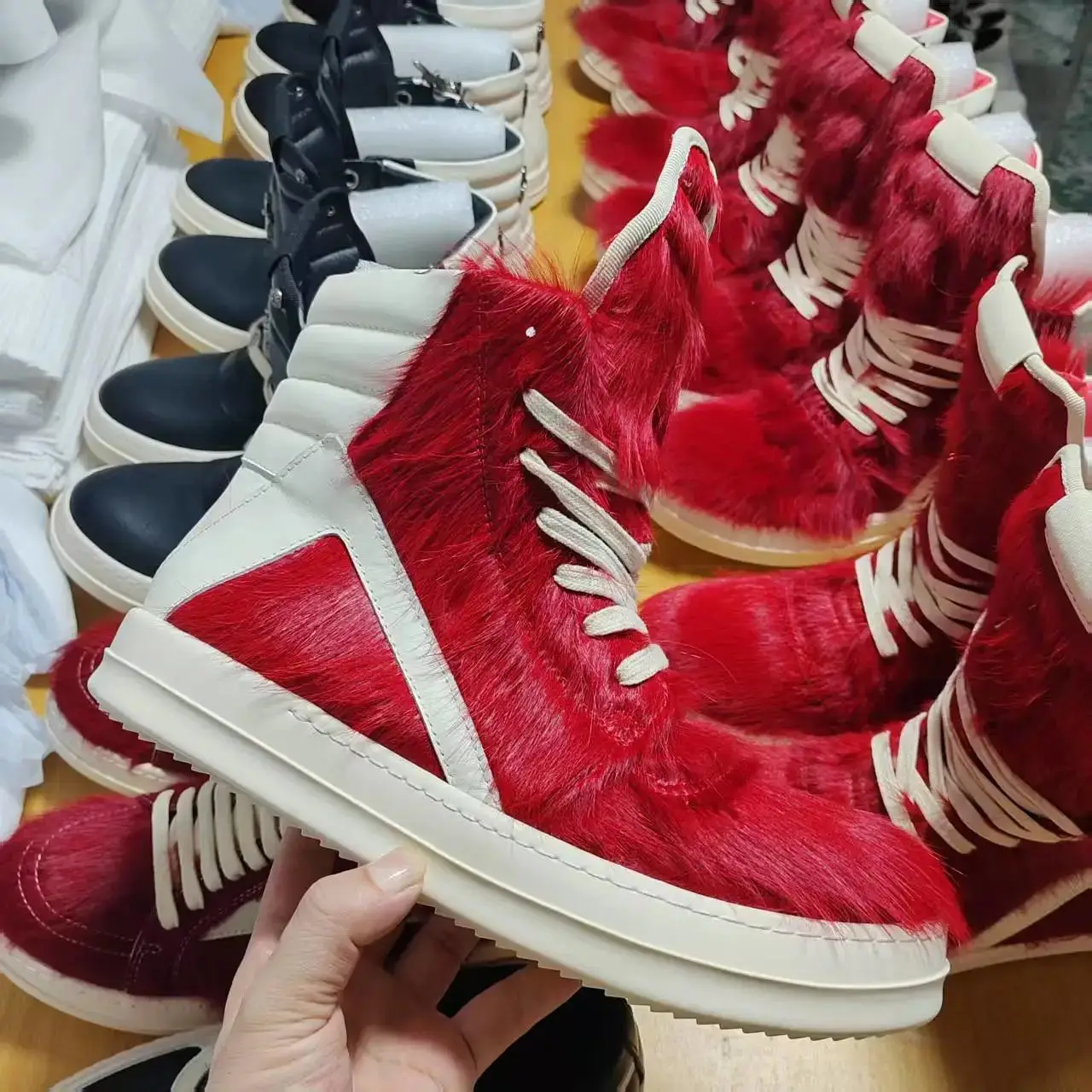 RQROK OBXCDHS Trendy Cool Style Red High-Top Shoes