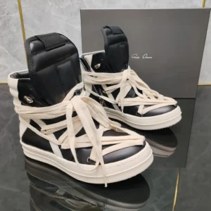 High-top trendy and cool black and white shoes of RQROK OBXCDHS