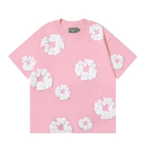 DENIM TEARS Pink T-shirt with Flowers