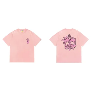 BAPE Crown Print Trendy Cool Style Pink T-shirt