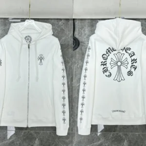 Chrome Heart cross vintage-style white sweatshirt