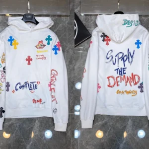 Chrome Heart Graffiti Style White Hoodie
