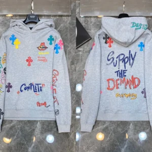 Chrome Heart Graffiti Style Grey Sweatshirt