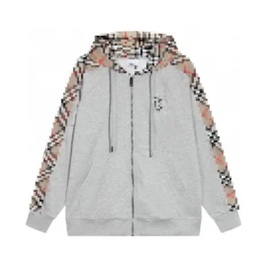 Burberry Checked Fashion Grey Hoodie