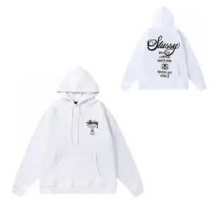 Stussy Street Style White Hooded Sweatshirt