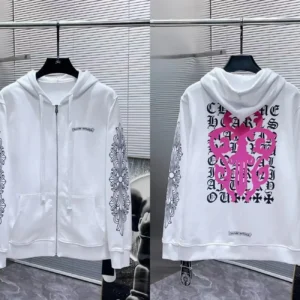 Chrome Heart edgy white hooded sweatshirt