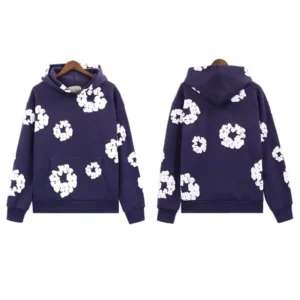 DENIM TEARS Floral-Print Navy Hoodie