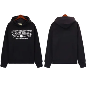 DENIM TEARS Black Vintage-Style Hoodie