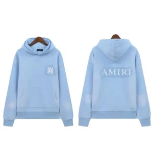 AMIRI Letter Print Casual Style Light Blue Hoodie