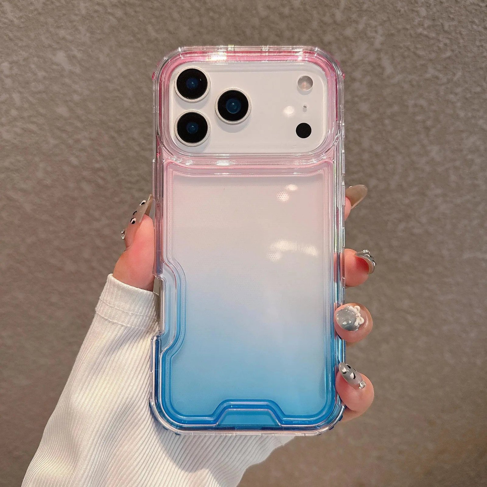Transparent trendy brand gradient style iPhone case