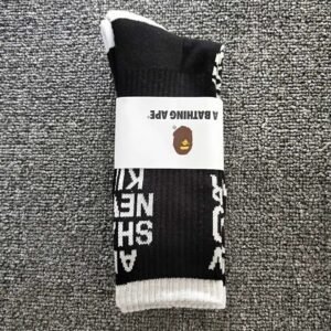 Bape letter trendy style black socks
