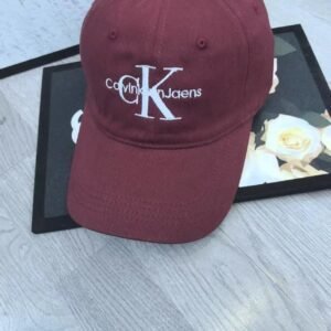 Calvin Klein (CK) simple style burgundy baseball cap