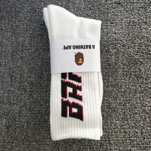 Bape letter trendy brand style white socks
