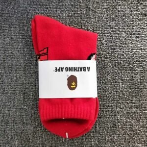 Bape red trendy socks