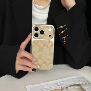 Coach monogram style golden iPhone case