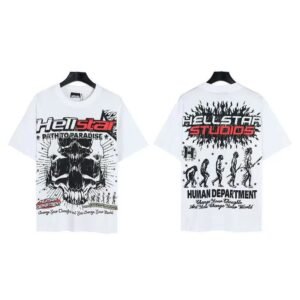 Hellstar Skull Print Trendy Brand White T-shirt