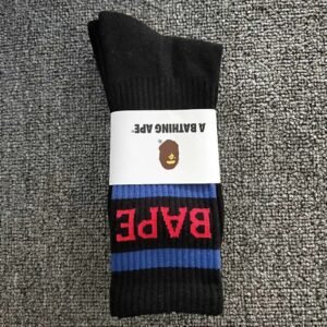 Bape letter striped style black socks