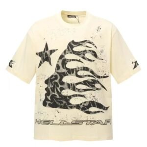 Hellstar Flame Print Off-white T-shirt