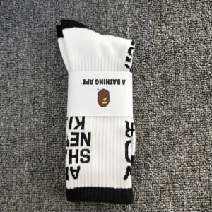 Bape letter - style trendy brand black - and - white socks