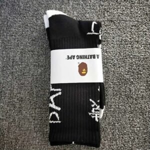Bape Alphabet Trendy Cool Black Socks
