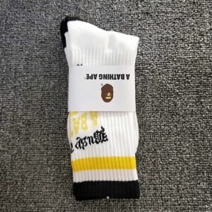 Bape letter trendy brand white socks