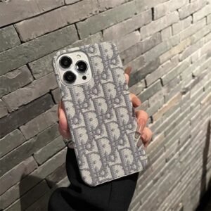 Dior Checkered Fashion Style Gray Phone Case