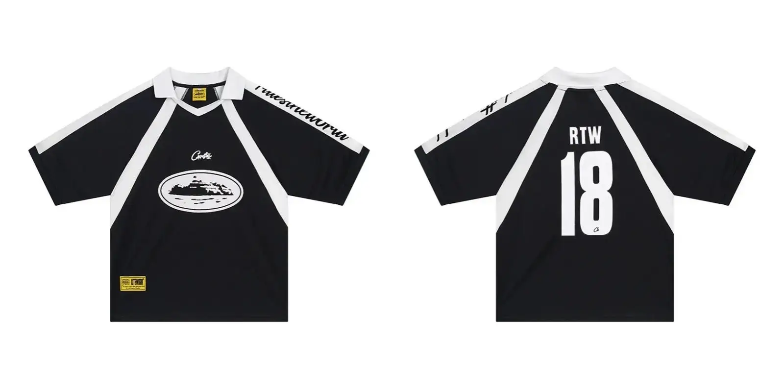 Corteiz RTW Series Black-and-White Retro-Style Football Jersey