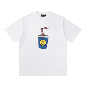 DREW Smiley Blue Cup White T-Shirt