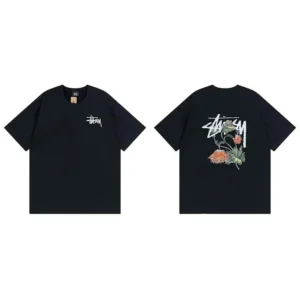 Stussy Floral-Inspired Black T-Shirt