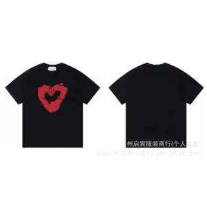 MAISON Heart-Printed Streetwear Black T-Shirt
