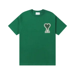 Ami Heart Embroidered Green T-Shirt