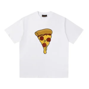DREW Pizza Cartoon Style White T-Shirt