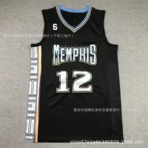 Translate the black Grizzlies Morant basketball jersey