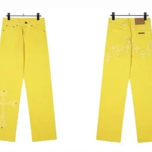 Chrome Heart Cross Yellow Trendy Trousers
