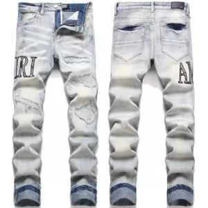 AMIRI Distressed Light Grey Designer Jeans