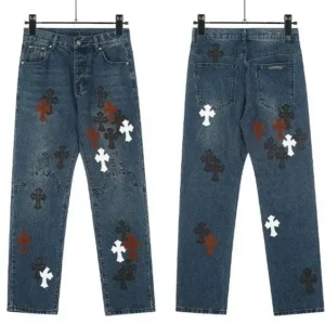Chrome Hearts Cross-Patterned Trendy Jeans