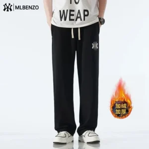 MLB Fleece-Lined Thickened Black Sweatpants
