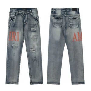 AMIRI distressed denim blue jeans