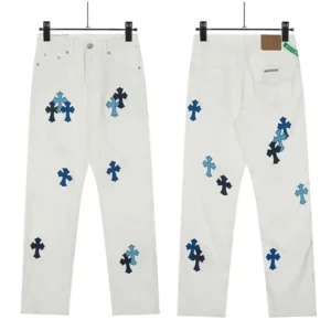 Chrome Heart Cross Streetwear White Jeans